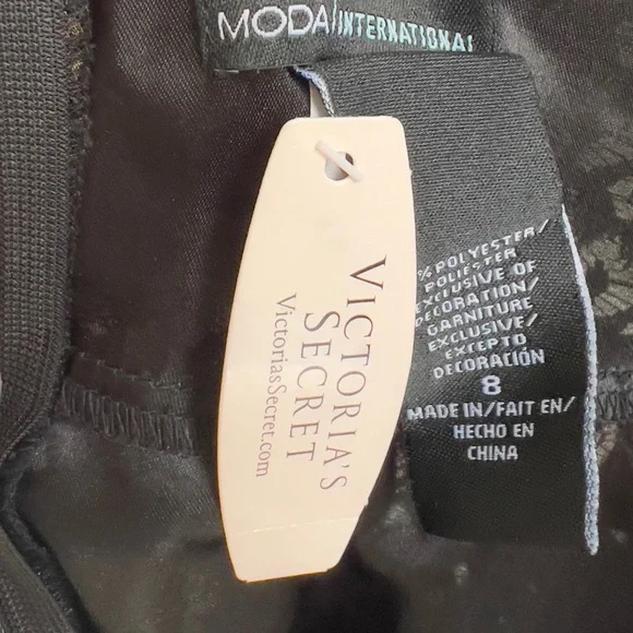 Victoria's Secret Moda International Black Gold Lace Mini Dress Size 8 New - Picture 9 of 10